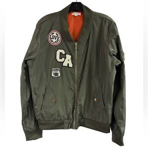 Cali Love Cute Lightweight Green Bomber Jacket with Gold Zipper Plus Size 1XL